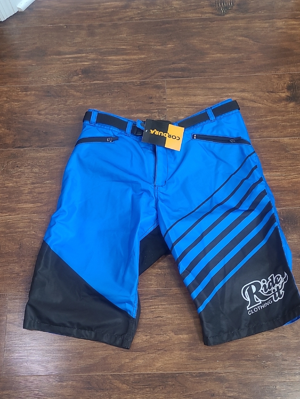 Cordura Ride It Men's Athletic Board Shorts in Bright Blue with Black Accents 36